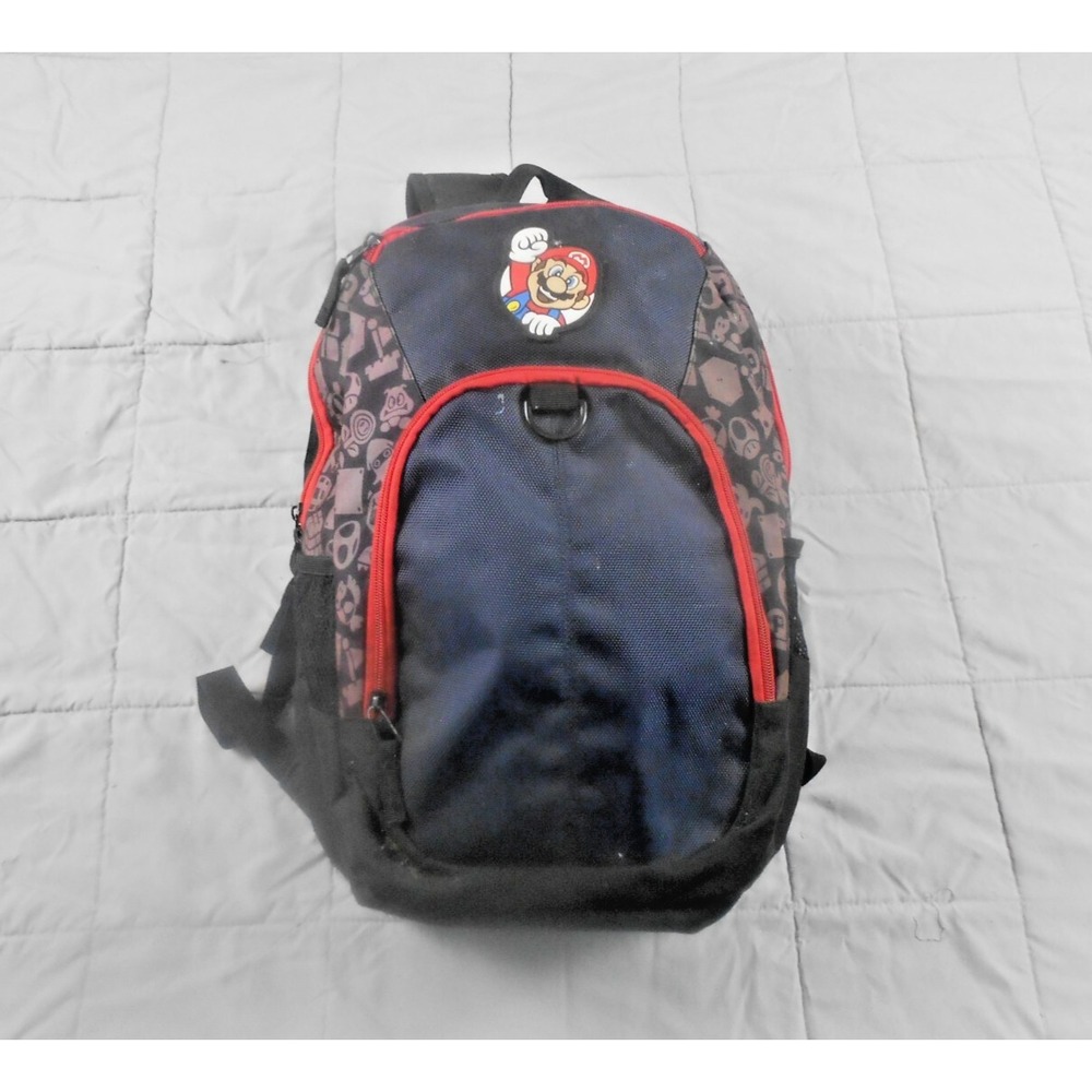 Super Mario Backpack Nintendo Black Red Kids School Travel Bag Gamer Gift